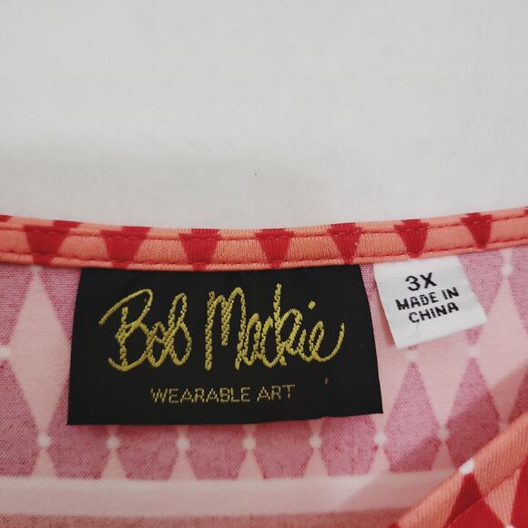 Bob‎ Mackie Tunic Women Plus Sz 3X MultiPrint Artsy Flowy Boho Top Stretch Top - Picture 8 of 9